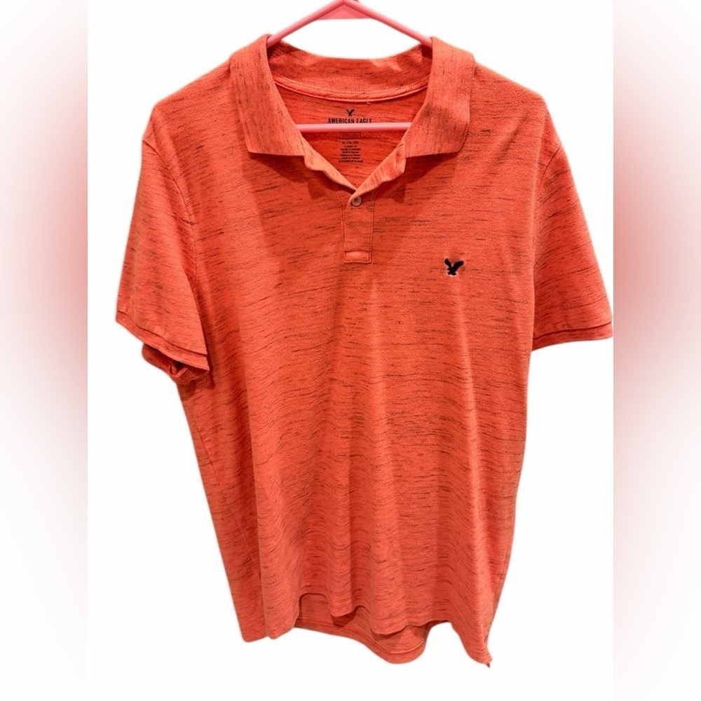 AMERICAN EAGLE OUTFITTERS AEO MEN'S CORE FLEX POLO SHIRT CORAL SIZE XL